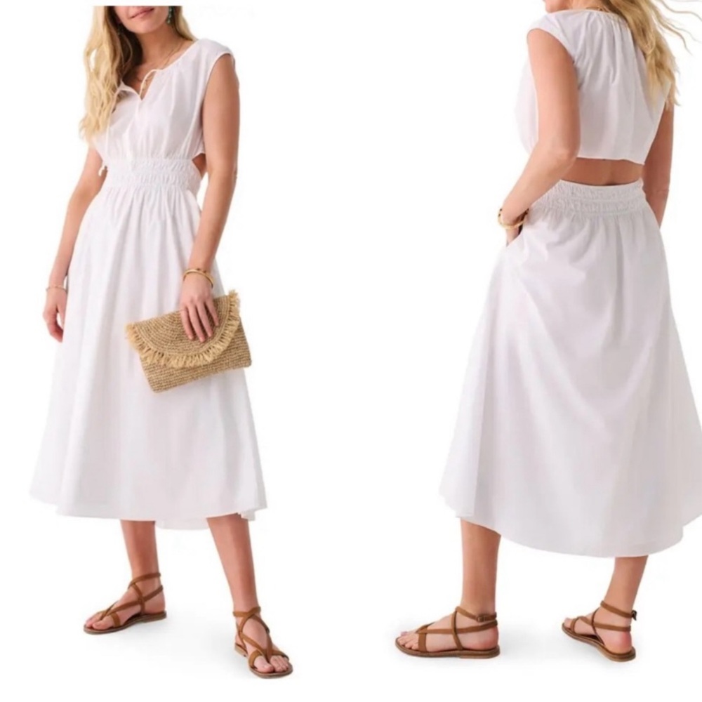 FAHERTY BRAND
Amalfi Cutout Dress - White midi summer dress size XS New with tag